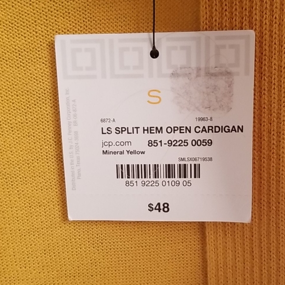 Liz Claiborne Yellow Split Hem Open Cardigan in S - Picture 5 of 9